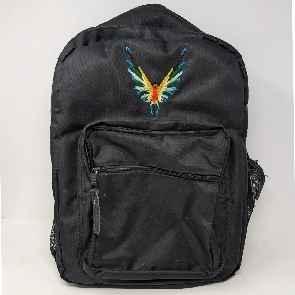 Logan Paul Maverick Backpack Black Embroidered Parrot Logo School Travel Bag